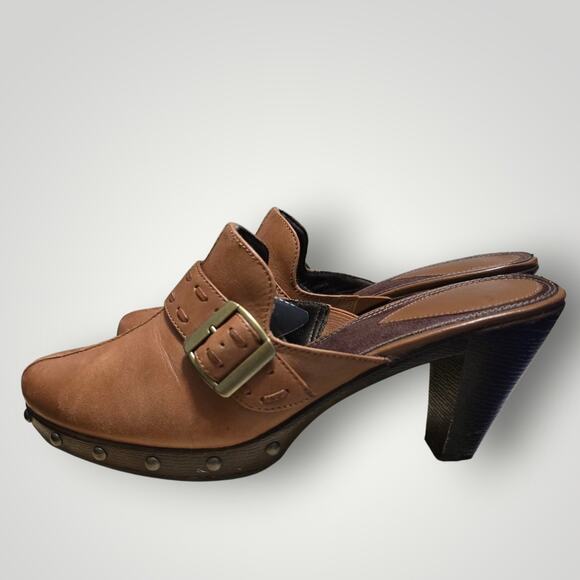LifeStride Soft System Brown Leather Buckle Clog Mules | Comfort Shoes 7.5 - Picture 4 of 10